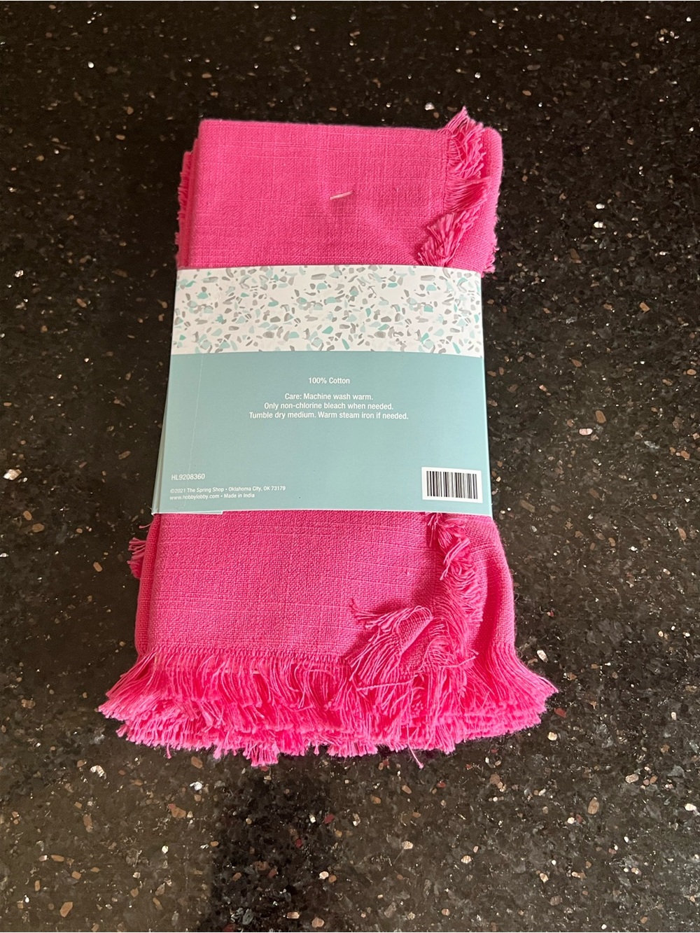 The Spring Shop Bright Pink Fringed Napkin Set - Picture 3 of 4
